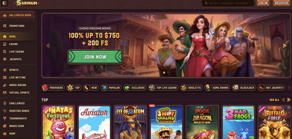 5Gringos Casino website preview