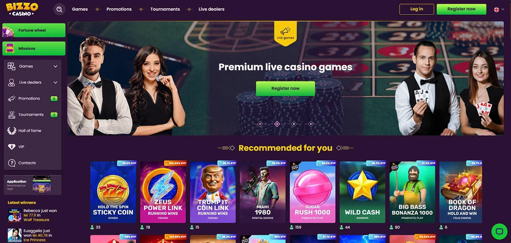 Bizzo Casino website preview